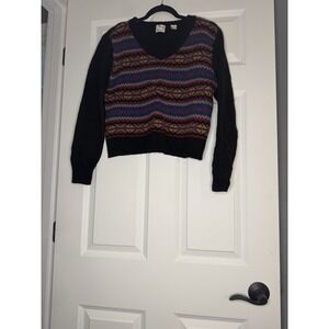 Gap Vintage V Neck Sweater Fair Isle Pattern 90's Wool Medium